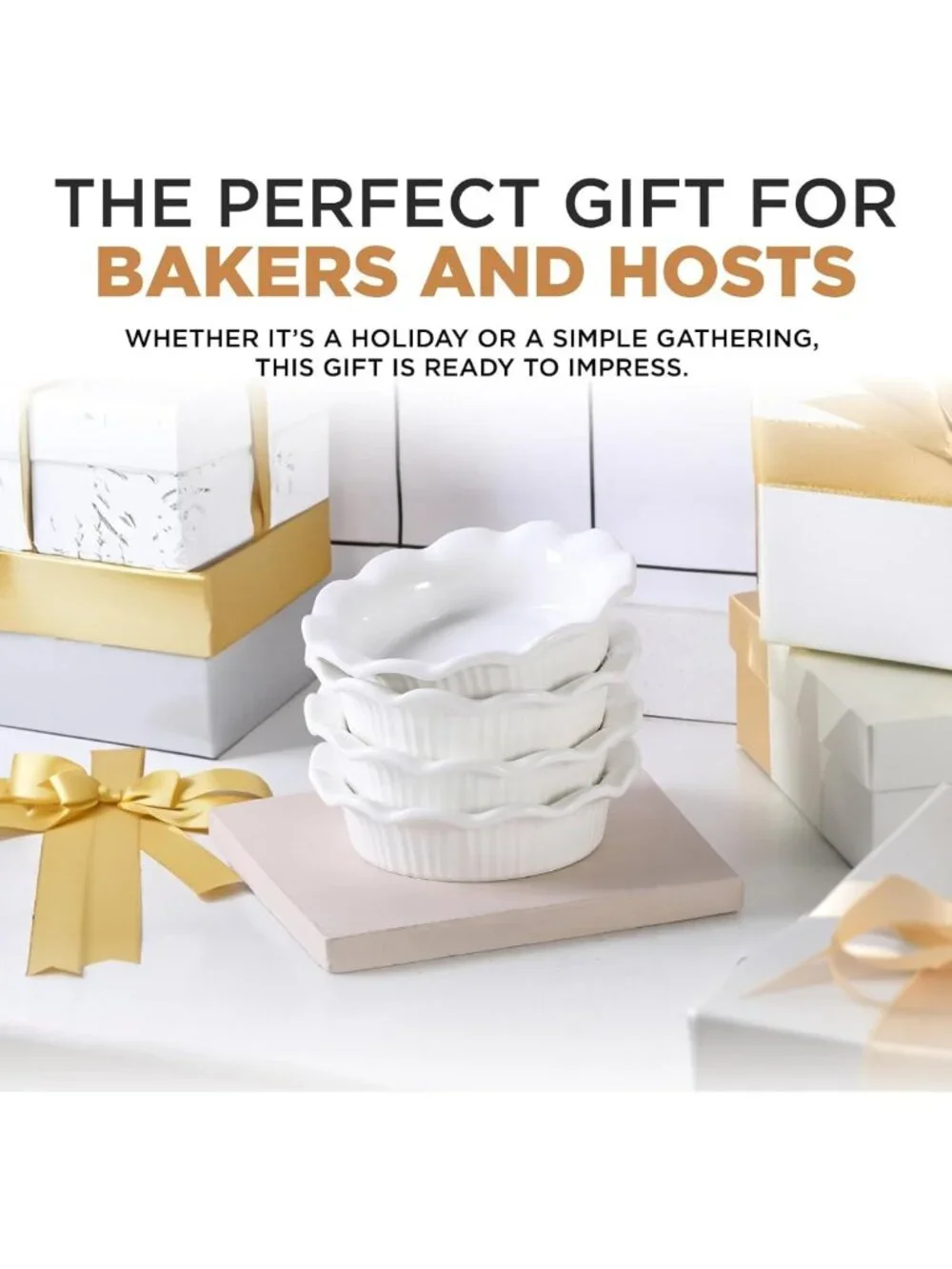 Set of 4 White Ceramic Mini Pie Pans - Perfect for Baking & Serving Desserts